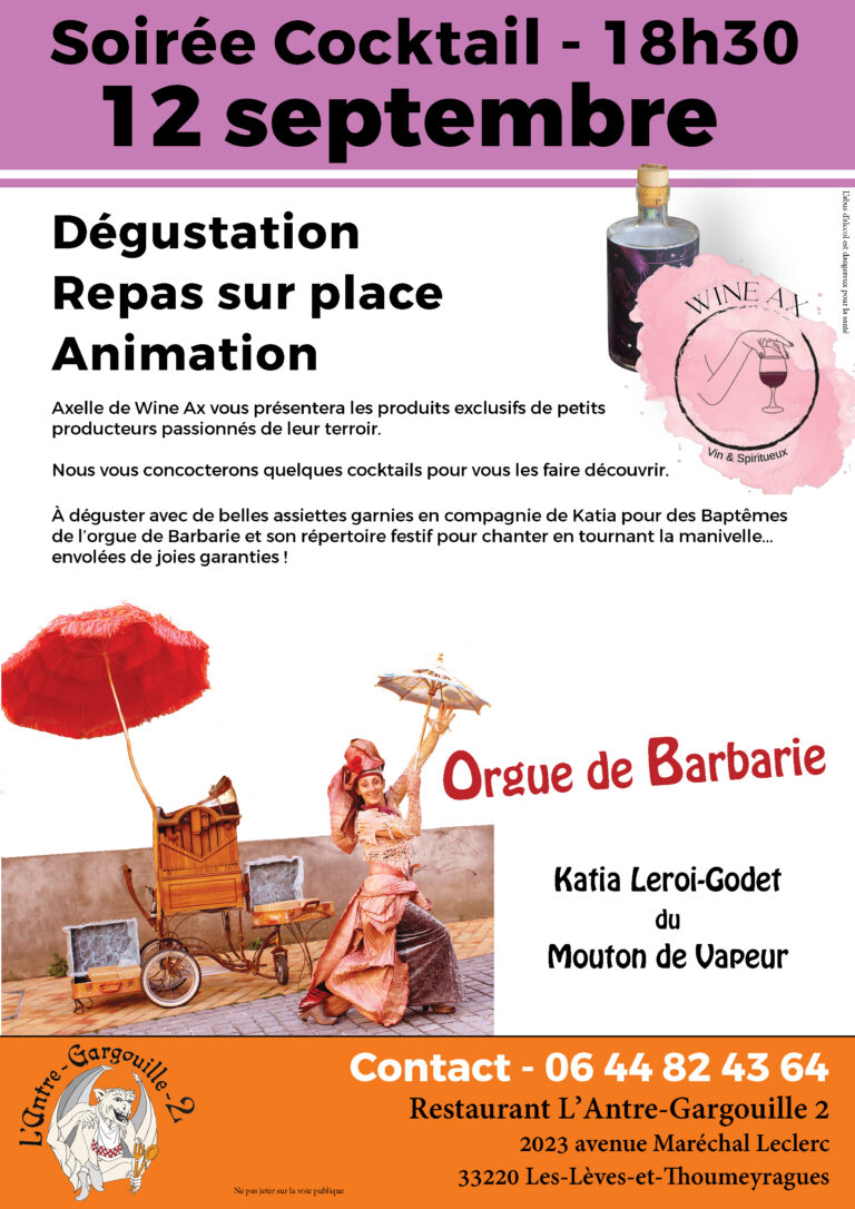 Soirée cocktail et orgue de barbarie